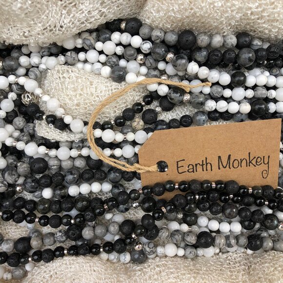 Black natural stone & sterling silver choker - Picture 7 of 9